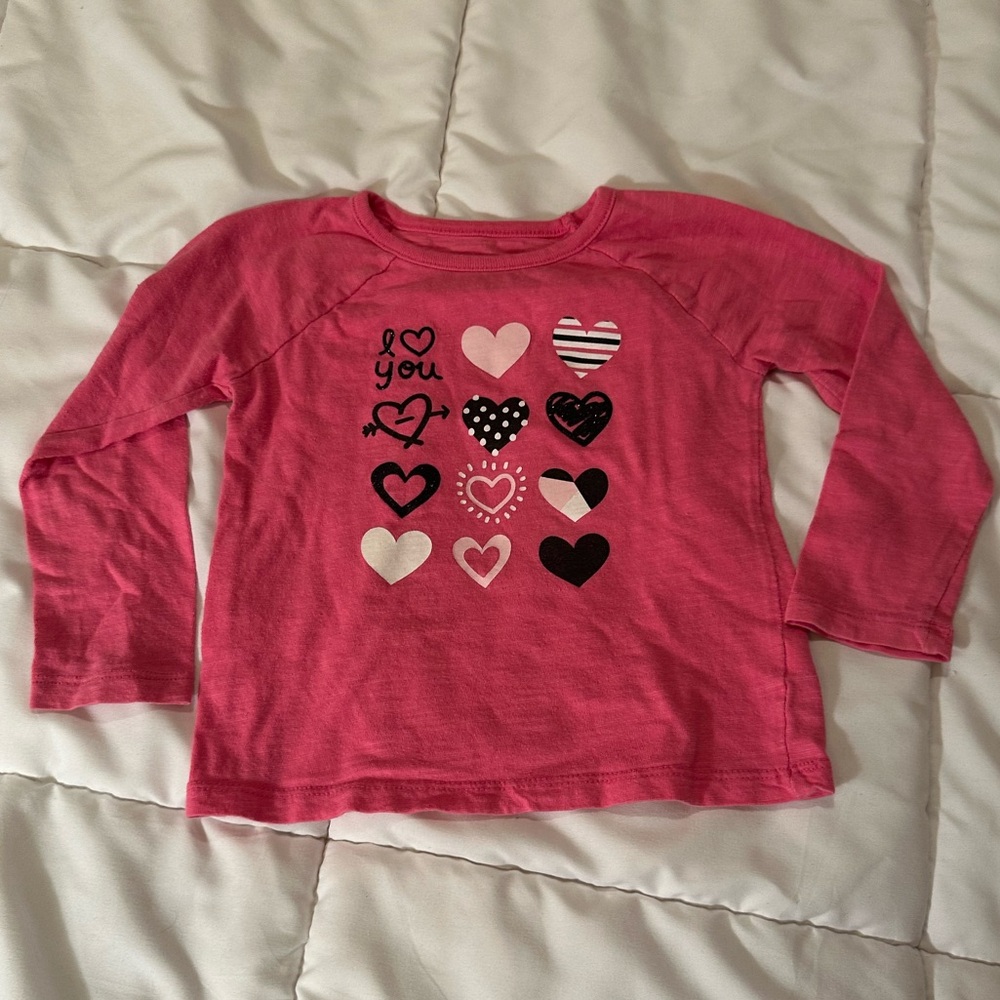 🌸 $3 if bundled - 2T JUMPING BEANS Pink Heart Long Sleeve Kids Shirt